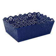 Bandeja de metal azul con varias decoraciones cm26x19h9/9.5