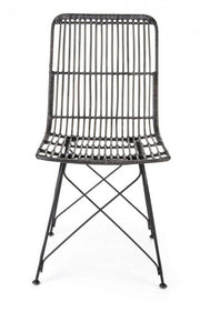 Silla de estilo moderno en acero y kubu negro LUCILA 45x55x h85 cm