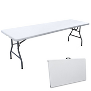 Mesa plegable plegable en resina blanca con estructura de hierro 244X76X74 EG45065