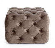 Puf de terciopelo gris tórtola EVAN S 62x62x h46 cm