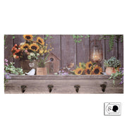 Percha de madera 4 plazas con led girasol cm60x30x1,8