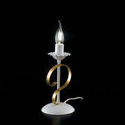 Lámpara de mesa en hierro blanco shabby Gold una luz 13x h25 cm