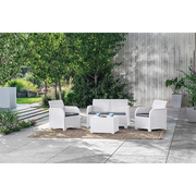 Conjunto Keter 2 Sillones + Sofá + Mesa contenedora ROSALIE LOUNGE blanco