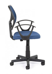 Silla de oficina azul con reposabrazos