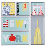 2x Set6 Stampa Su Tela C-C Nueva York 90X90