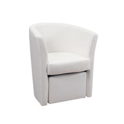 Sillón tapizado tapizado en ecopiel blanca y puf extraíble 64x63xh.76