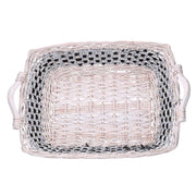 Cesta mimbre rectangular azul blanco 46/54x36h13 cm