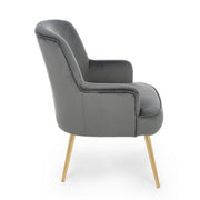Sillón Clelia gris efecto terciopelo dorado