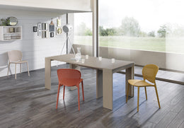 Consola extensible resistente a los arañazos en mdf lacado gris tórtola 90x42,5/302,5x76h cm