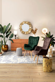 Alfombra moderna de algodón Bombay azul 140x200 cm