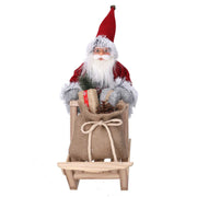 Tela Papá Noel con trineo regalo rojo gris cm33x12h30