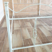 Cama doble de hierro forjado con reposapiés de oro blanco PRIMULA 130x202x h127cm