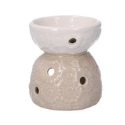 Quemador de esencias de cerámica blanca crema cmø10h11