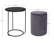 Juego combinado de mesa de centro moderna y otomana Annika en gris oscuro