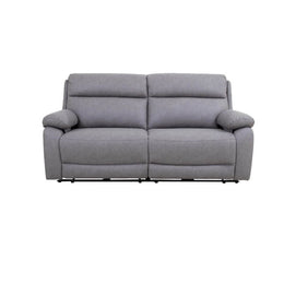 Maxi sofá Sevilla de 2 plazas con doble sillón reclinable eléctrico en nobuk gris claro
