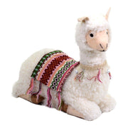 Llama blanca sentada con cascabeles cm37,5x17h37