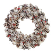 Corona de nieve con bayas naturales y piñas ø30 cm