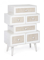 Cómoda de 6 cajones Montiel blanca de madera estilo rústico