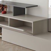 Mueble recibidor topo y antracita con espejo Ramda 137x35xh.154 cm