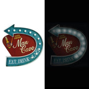 Letrero metálico rojo azul con led cm46,5x45,8x5