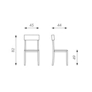 Silla en madera lacada en blanco con asiento en polipiel 44x45xh. 82 cm