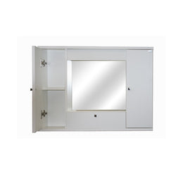 Mueble con espejo para baño 2 puertas blanco fresno con solapa h.61x93x14 cm