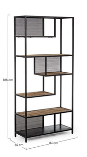 Librería de metal de estilo industrial con 6 estantes cm 84x35x188h