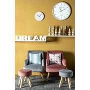 Sillón de salón vintage en terciopelo rosa antiguo ADELINE 60x67x h79 cm