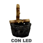 Fuente de resina de roca y bambú con Led