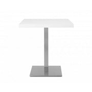 Mesa alta cuadrada 75 cm tapa blanca y base cromada 70x70xh.75 cm