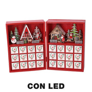 Calendario madera led rojo cm36x6h24