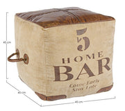 Puf cubo en piel estilo industrial cm 45x45x45h