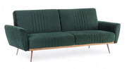 Sofá cama de tres plazas JOHNNY en terciopelo verde oscuro 210x83x h85 cm