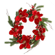 Corona flores bayas oro rojo redonda cmø50x40