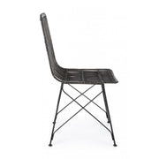 Silla de estilo moderno en acero y kubu negro LUCILA 45x55x h85 cm