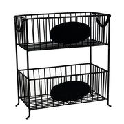 Bandeja rectangular de metal negro 2 baldas cm32,5x15,5h34,5