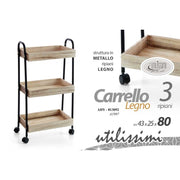 Carro de madera industrial para cocina 43 x 25 x 79 H CM CM