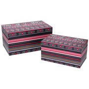 Caja rectangular ecopiel 1-2 flores multicolor cm30x18h15