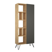 Librería Jedda roble con puerta antracita 80,6 x 29,6 x 191 cm