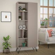 Librería gris paloma con puerta Jedda 80,6x29,6xh.191 cm