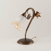 Lámpara de sobremesa en hierro Marrón Dorado hojas una luz 23x h30 cm