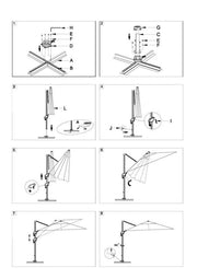 Paraguas de aluminio color arena y poste lateral de 4x4 m