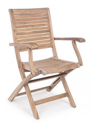 Silla de madera estilo natural con reposabrazos