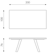 Mesa de roble termotratado y patas negras 100x200x76h cm