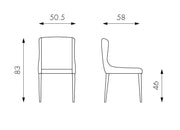 Silla en tejido amarillo 58x50,5x83h cm