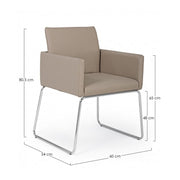 Silla con reposabrazos en polipiel Tortora SIXTY 60x54x h80.5 cm