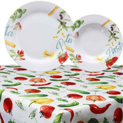 Juego de 12 Platos y Mantel Línea Pasta Multicolor Olimpia