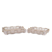 Bandeja de madera 1-2 blanqueada con cuerda rectangular cm59x35,5h8