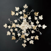 Lámpara de techo de hierro marfil dorado claro con cuatro luces 60x h22 cm ivy