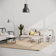 Conjunto de tres mesas apilables OhLady en blanco y antracita con patas negras